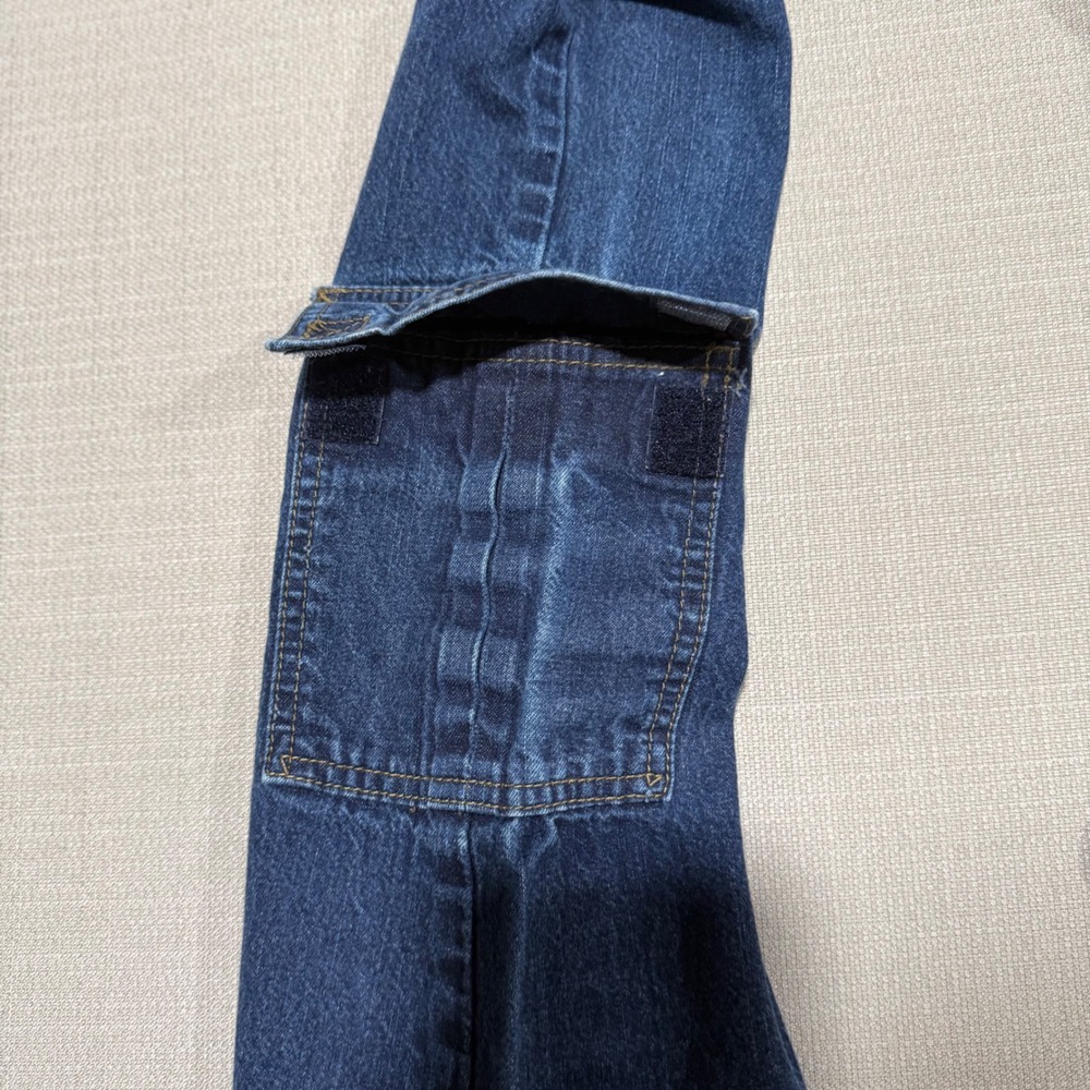 Vintage Mudd Y2k Low Rise Flare Leg Cargo Jeans Dark Wash Button Fly Size 0 - Picture 5 of 10